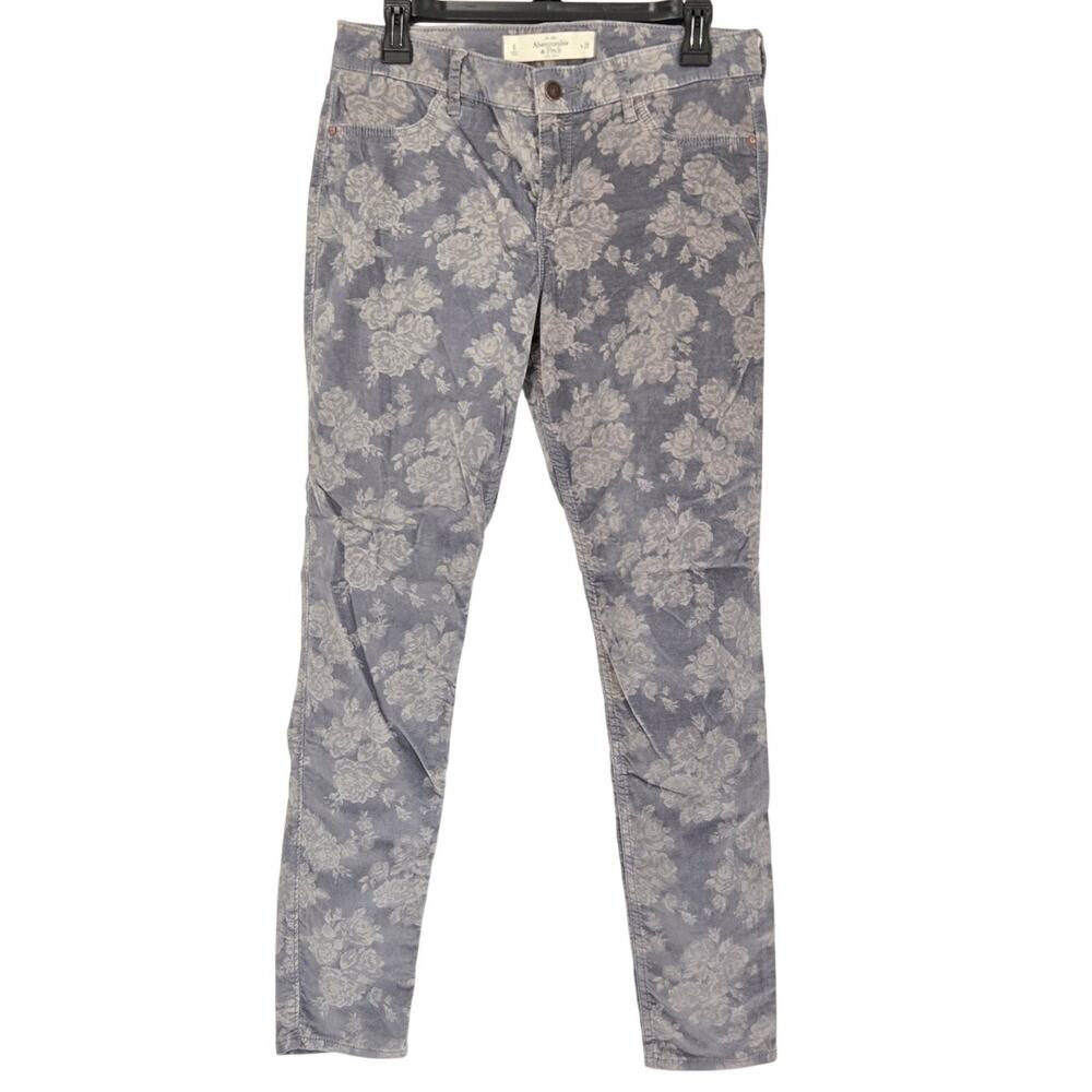 Abercrombie & Fitch Gray Floral Velvet Whimsigoth 90s Goth Skinny Jeans Size 28